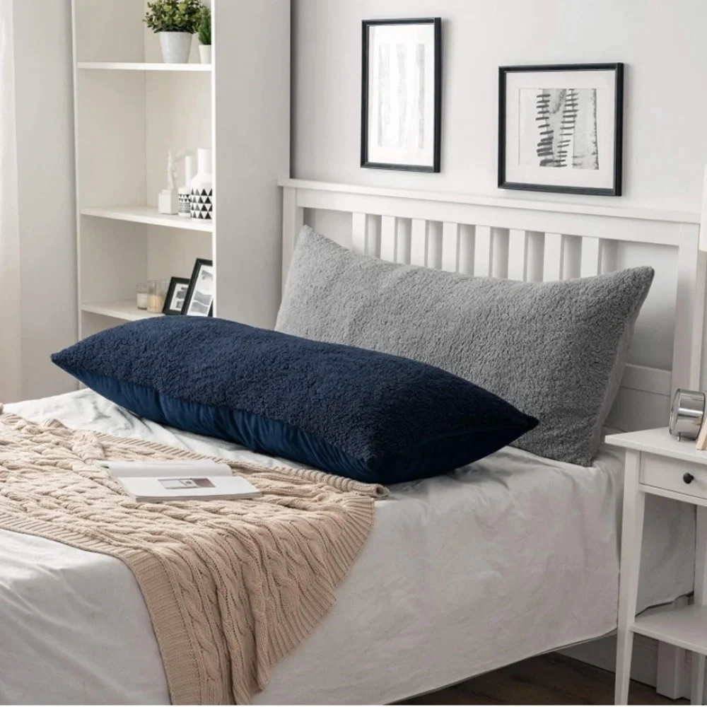 Luxury Home | Cozy Chic Soft Grey Plush Faux Fur Body Pillow Cover